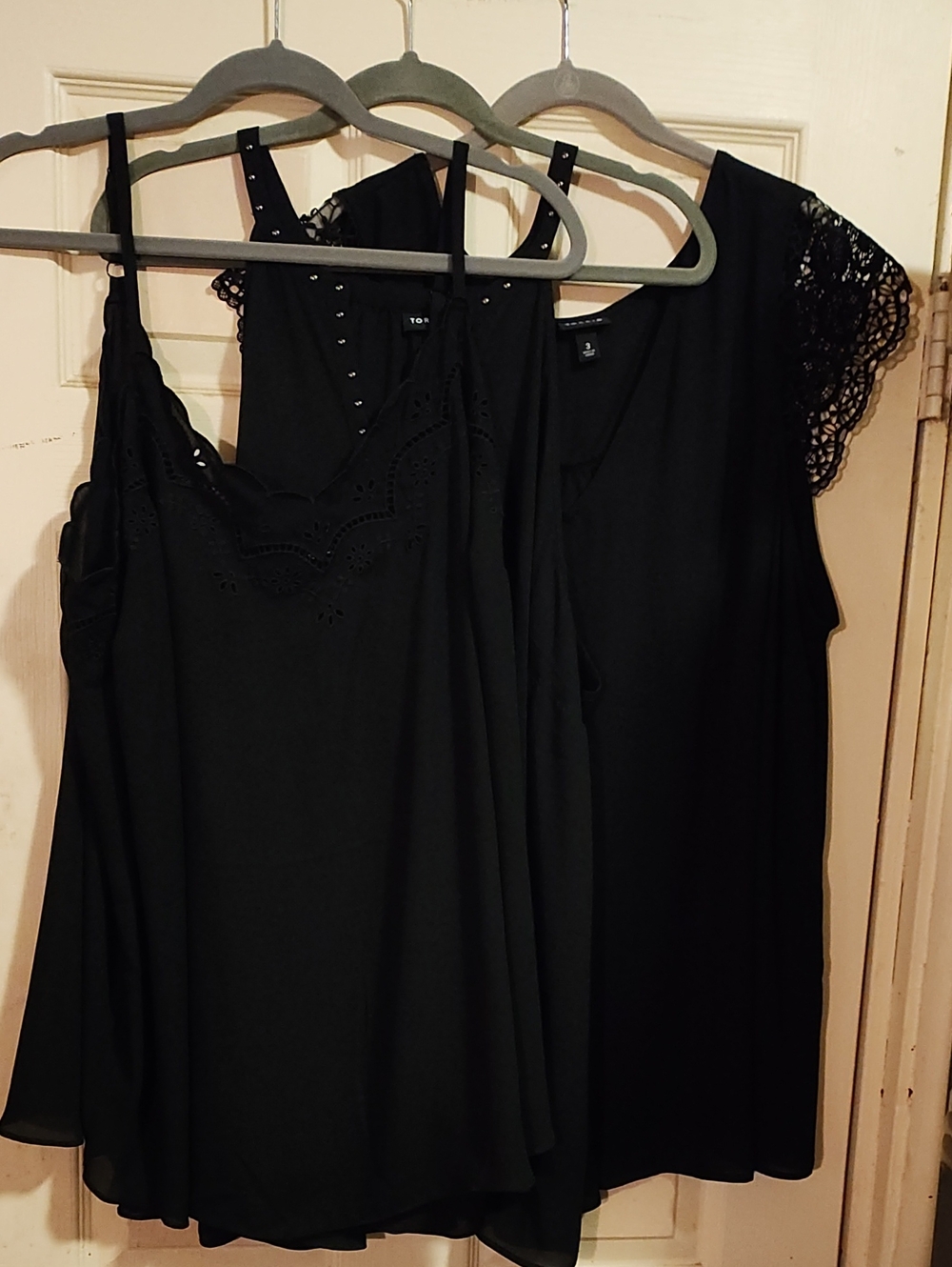 torrid Set Of 3 Black Lace-Trim & Eyelet Camisole Set